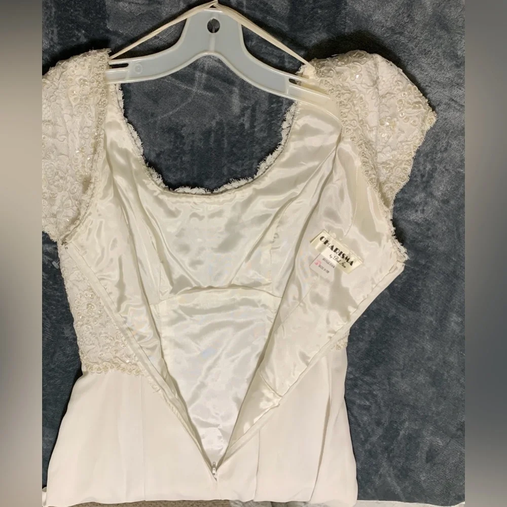 Vintage Wedding Empire Waist 9/10 Beaded BodiceRoundedCollar - Picture 7 of 15